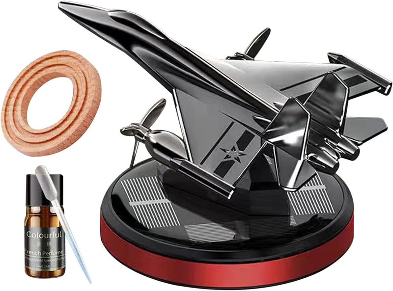 cheekyglo Solar Aircraft Car Aromatherapy Decor with Essential Oil, Solar Energy Rotating Helicopter Design Aromatherapy Diffuser Car Air Freshener Essential Oil Diffuser for Car Office Home - Image 1