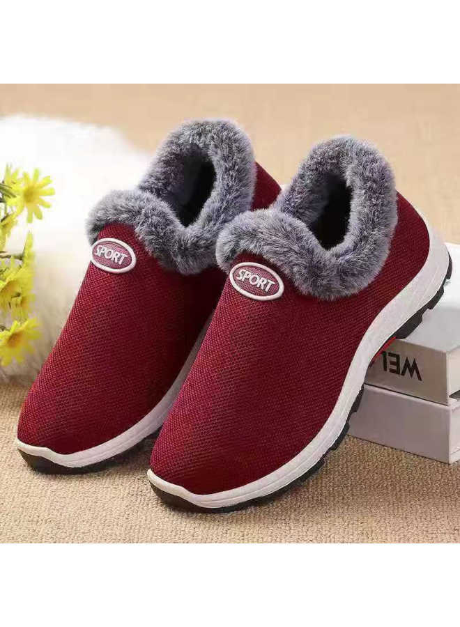 Footoppo Slip-on Fleece-lined Cotton Shoes For Women, Warm Winter Shoes For Elderly, Traditional Beijing Style Cotton Shoes, Comfortable Walking Shoes For Older Ladies And Mothers - Image 2