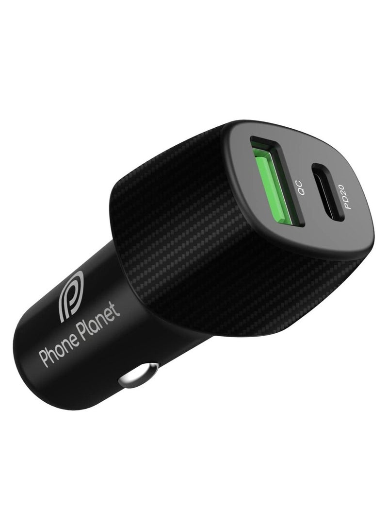 Phone Planet USB C Car Charger, Phone Planet 38W Fast USB Car Charger Plug with PD&QC 3.0 Dual Port Compatible with iPhone - Image 1