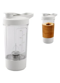 Electric Protein Shaker Bottle - USB Rechargeable Mixer Cup for Shakes and Meal Replacements, BPA-Free Tritan, 13.5oz (White)