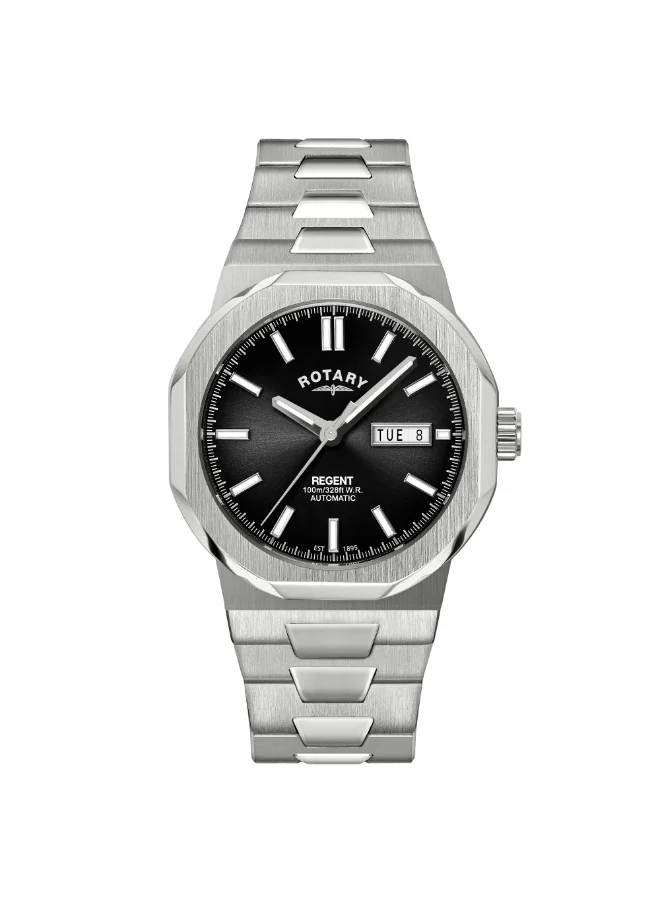 ROTARY Rotary Men's Regent Automatic 100M Water Reistance Black Dial Stainless Steel Bracelet Watch - GB05490/04
