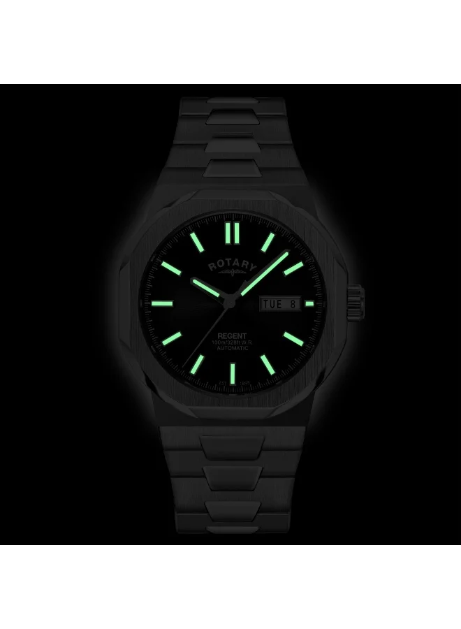 Rotary  Rotary Men's Regent Automatic 100M Water Reistance Black Dial Stainless Steel Bracelet Watch - GB05490/04 for Men | Best Price UAE