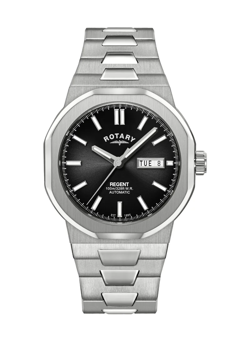 Rotary Men's Regent Automatic Watch, 40 mm, Black Dial, Stainless Steel Bracelet