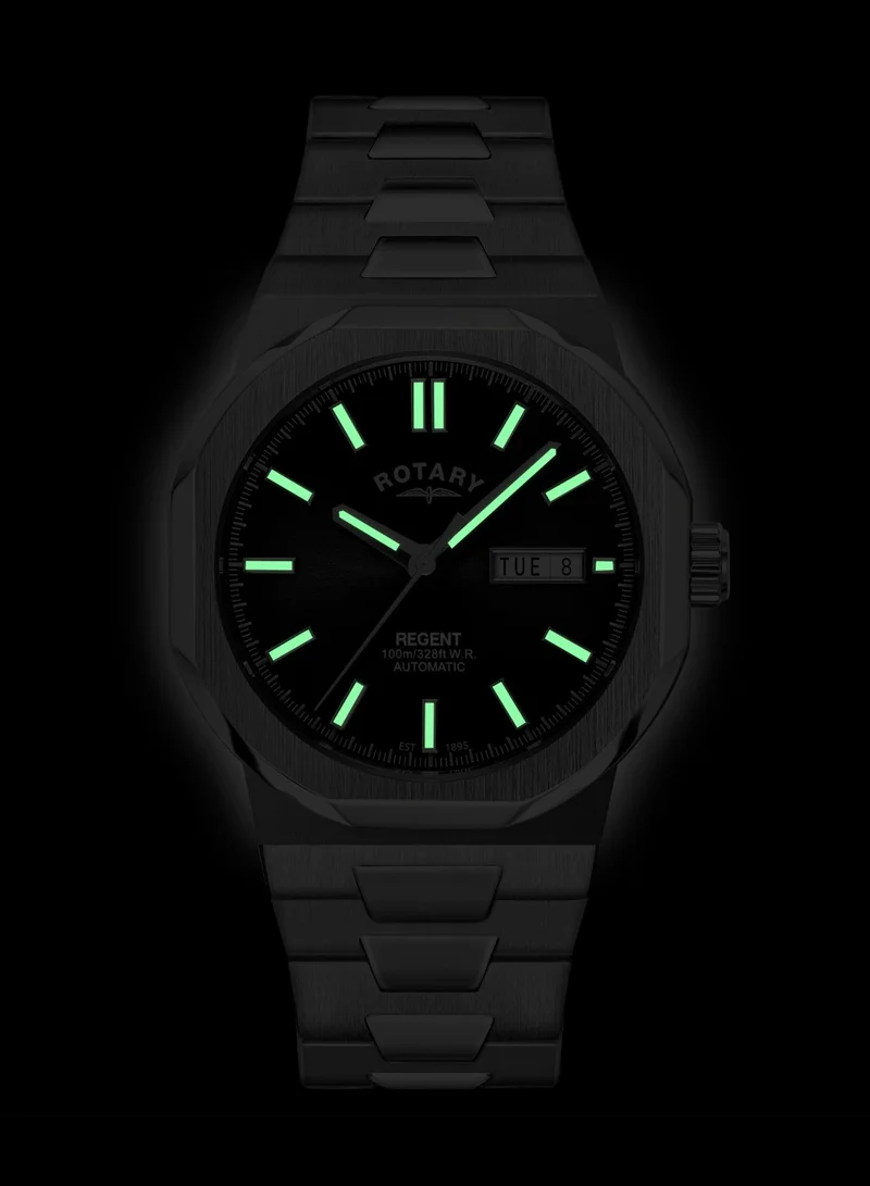 Rotary  Men's Regent Automatic Watch, 40 mm, Black Dial, Stainless Steel Bracelet for Men | Best Price UAE