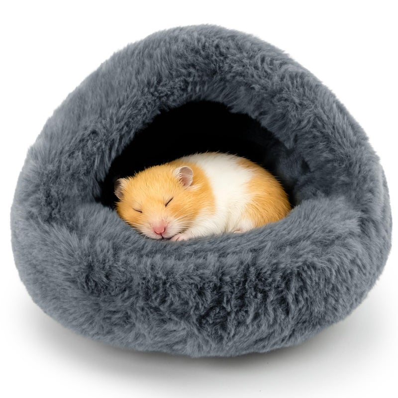 Rainflow Plush Guinea Pig Hideout Bed - Warm Cozy Small Animal Cave Accessories with Stable One-Piece Design, Washable Hamster Bed Hideaway for Guinea Pig,Little Bunny,Hedgehog Cage Indoor (Grey) - Image 1