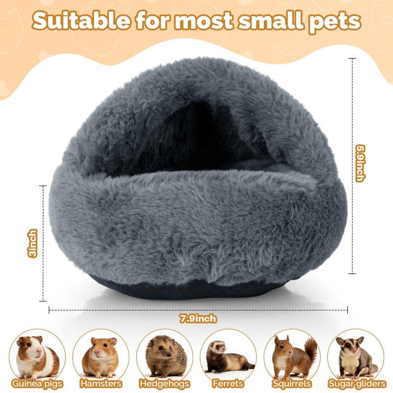 Rainflow Plush Guinea Pig Hideout Bed - Warm Cozy Small Animal Cave Accessories with Stable One-Piece Design, Washable Hamster Bed Hideaway for Guinea Pig,Little Bunny,Hedgehog Cage Indoor (Grey) - Image 2
