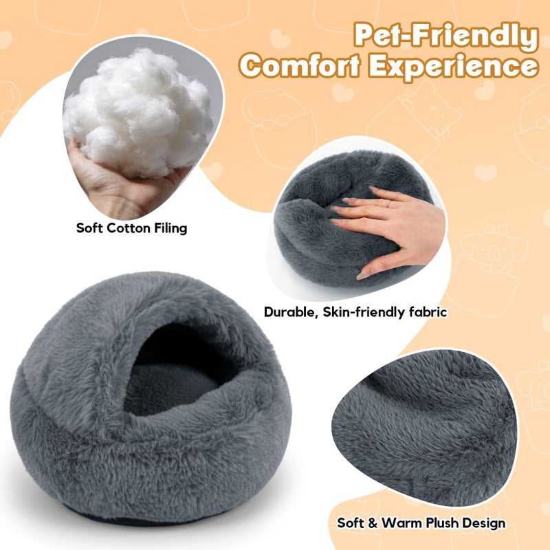 Rainflow Plush Guinea Pig Hideout Bed - Warm Cozy Small Animal Cave Accessories with Stable One-Piece Design, Washable Hamster Bed Hideaway for Guinea Pig,Little Bunny,Hedgehog Cage Indoor (Grey) - Image 3