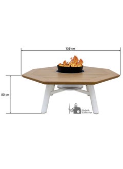 NABCO Light Octagon Wood-Burning Fire Pit Table for Patio – 135x135x52 cm, Multi-Functional Outdoor Dining Table with Fire Pit Center, Sleek and Compact for Backyard, Deck, or Garden, Natural Teak/Off White  - Image 2