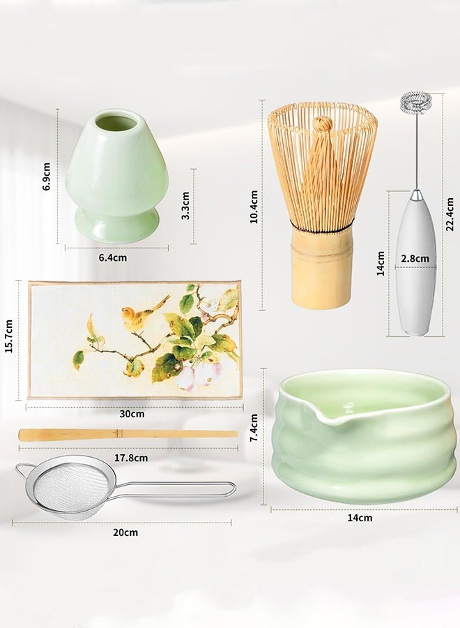 جارلو Maccha مجموعة وعاء ، Maccha صنع عدة ، وعاء مع ملعقة ، غربال ، خلاط السيراميك ، ملعقة مسحوق الشاي الياباني دخول أداة هدية الحفل ( 7 مجموعات ) - Image 2
