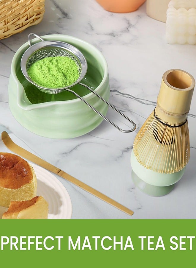 جارلو Maccha مجموعة وعاء ، Maccha صنع عدة ، وعاء مع ملعقة ، غربال ، خلاط السيراميك ، ملعقة مسحوق الشاي الياباني دخول أداة هدية الحفل ( 7 مجموعات ) - Image 4