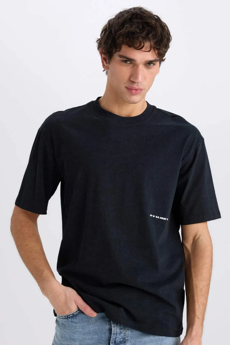 DeFacto Boxy Fit Crew Neck Printed Short Sleeve T-Shirt