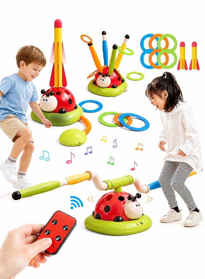 TOY GARDEN 3-in-1 Outdoor & Indoor Toy Set for Kids – Musical Jump, Ring Toss Game & Rocket Launcher – Fun Learning Toy for Ages 3+ - Image 1