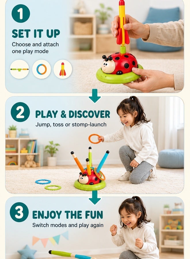 3-in-1 Outdoor & Indoor Toy Set for Kids – Musical Jump, Ring Toss Game & Rocket Launcher – Fun Learning Toy for Ages 3+ - Image 5
