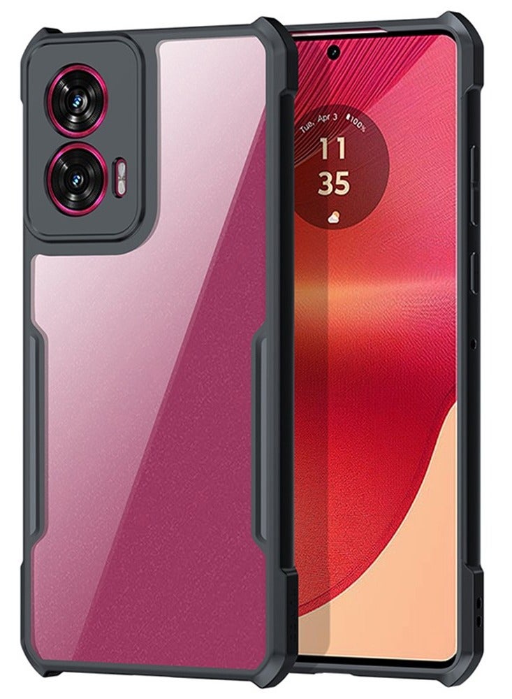 O Ozone Case For Motorola Moto G35 Clear Back Cover Case with Rugged Black TPU Bumper, Shockproof Reinforced CornersProtective Back Case- Black/Clear - Image 1