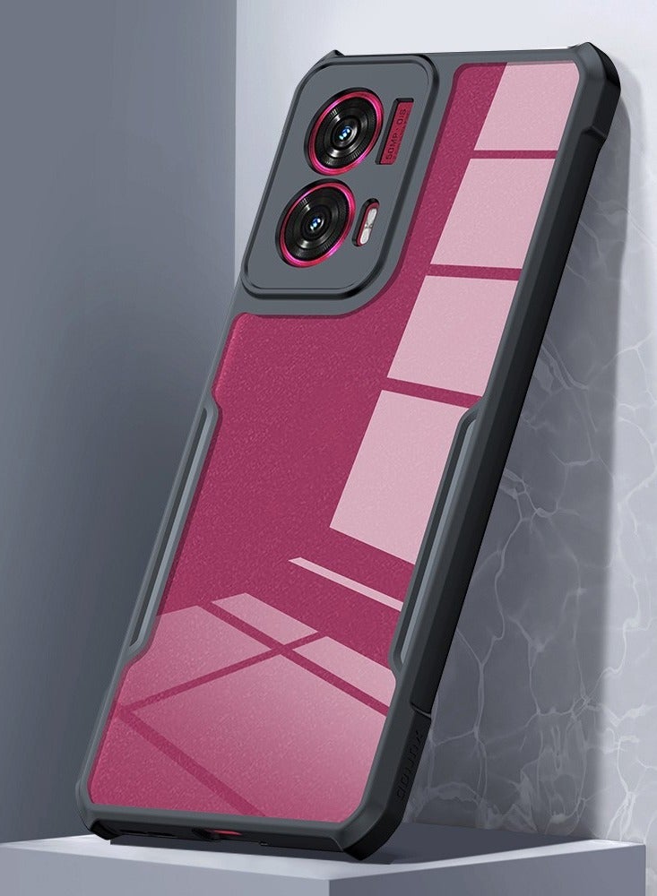 O Ozone Case For Motorola Moto G35 Clear Back Cover Case with Rugged Black TPU Bumper, Shockproof Reinforced CornersProtective Back Case- Black/Clear - Image 4