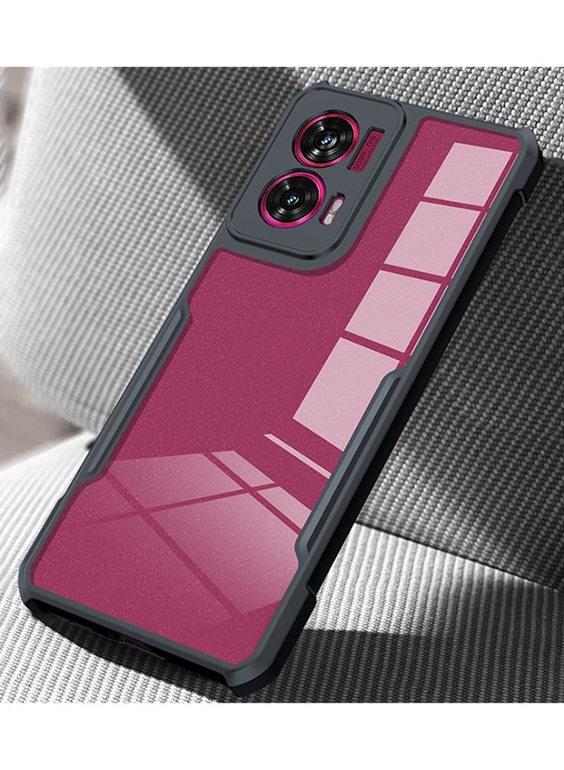 O Ozone Case For Motorola Moto G35 Clear Back Cover Case with Rugged Black TPU Bumper, Shockproof Reinforced CornersProtective Back Case- Black/Clear - Image 3