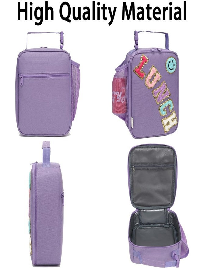 GYEUKHAM Insulated Lunch Bag for Women Girl Teen large Insulated Kid Lunch Bag,Large Reusable Cute Cooler Bag for School Work Picnic,Purple Alphabet - Image 5