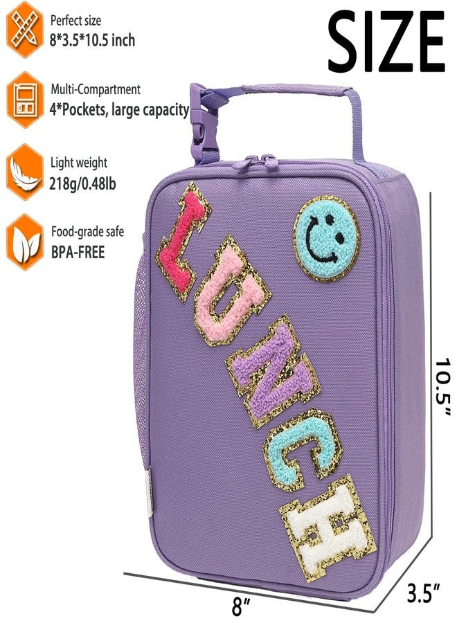 GYEUKHAM Insulated Lunch Bag for Women Girl Teen large Insulated Kid Lunch Bag,Large Reusable Cute Cooler Bag for School Work Picnic,Purple Alphabet - Image 3