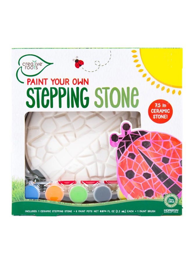 Creative Roots DIY Ladybug Stepping Stone Kit, Ages 6+, Includes 7-Inch Ceramic Stepping Stone & 6 Vibrant Paints - Image 1