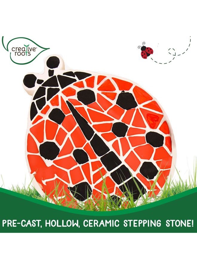 Creative Roots DIY Ladybug Stepping Stone Kit, Ages 6+, Includes 7-Inch Ceramic Stepping Stone & 6 Vibrant Paints - Image 4