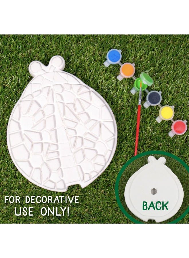 Creative Roots DIY Ladybug Stepping Stone Kit, Ages 6+, Includes 7-Inch Ceramic Stepping Stone & 6 Vibrant Paints - Image 2