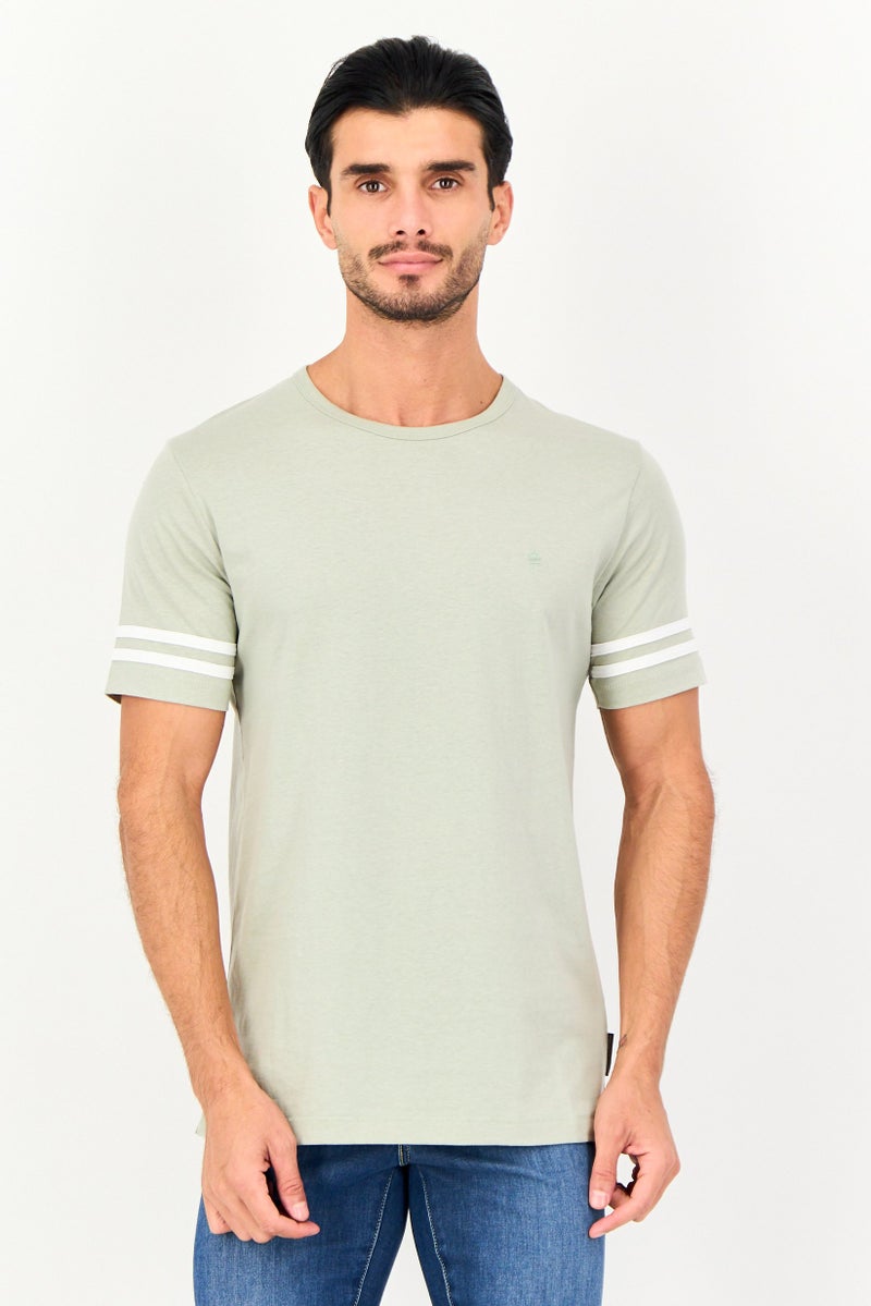 French Connection Men Crew Neck Short Sleeve Brand Logo T-Shirt, Sage Green - Image 1