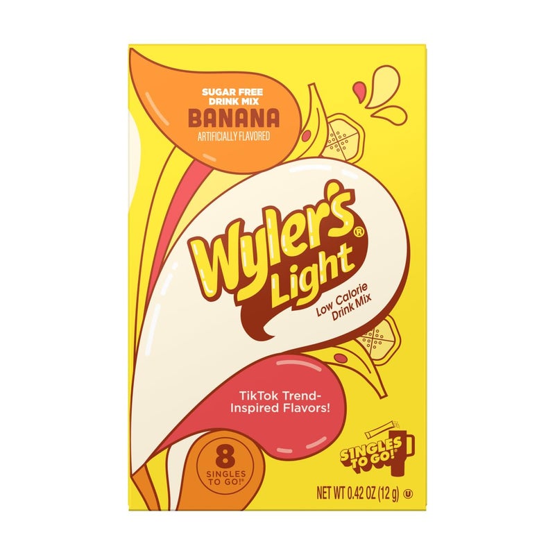 SINGLES TO GO! Wyler's Light Variety Pack - Pack of 6-2 Banana - 2 Cotton Candy - 2 Peach Ring - Singles To Go Powdered Drink Mix - Low Calorie - Zero Sugar - Image 3