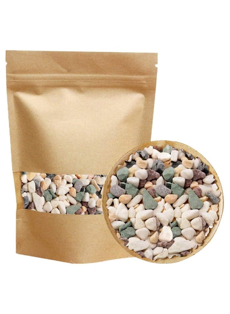 Home zone 2.2lbs (1 KG) Natural Decorative Pebbles Rocks Polished Terrarium Gravel White Stones with Red Green and Yellow Pastel Accents Mixed Colour Garden Accessories - Image 1