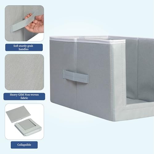 HomeStrap Set Of 6 Non Woven Shirt Stacker/Cloth Storage Foldable Wardrobe/closet Organizer With Handle For T-shirts, Shirts & Clothes (Grey)(Featured on Shark Tank) - Image 4