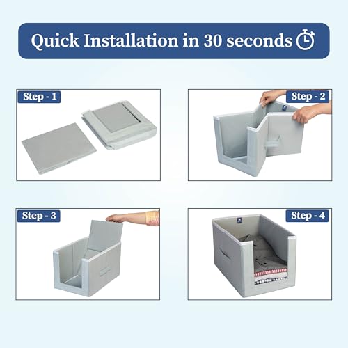 HomeStrap Set Of 6 Non Woven Shirt Stacker/Cloth Storage Foldable Wardrobe/closet Organizer With Handle For T-shirts, Shirts & Clothes (Grey)(Featured on Shark Tank) - Image 3