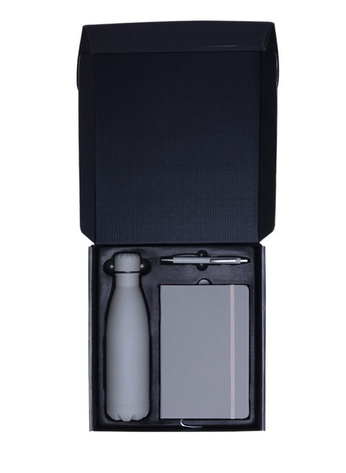 giftology LAUTA - Giftology Set of Stainless Bottle, Notebook and Pen (Grey) - Image 1