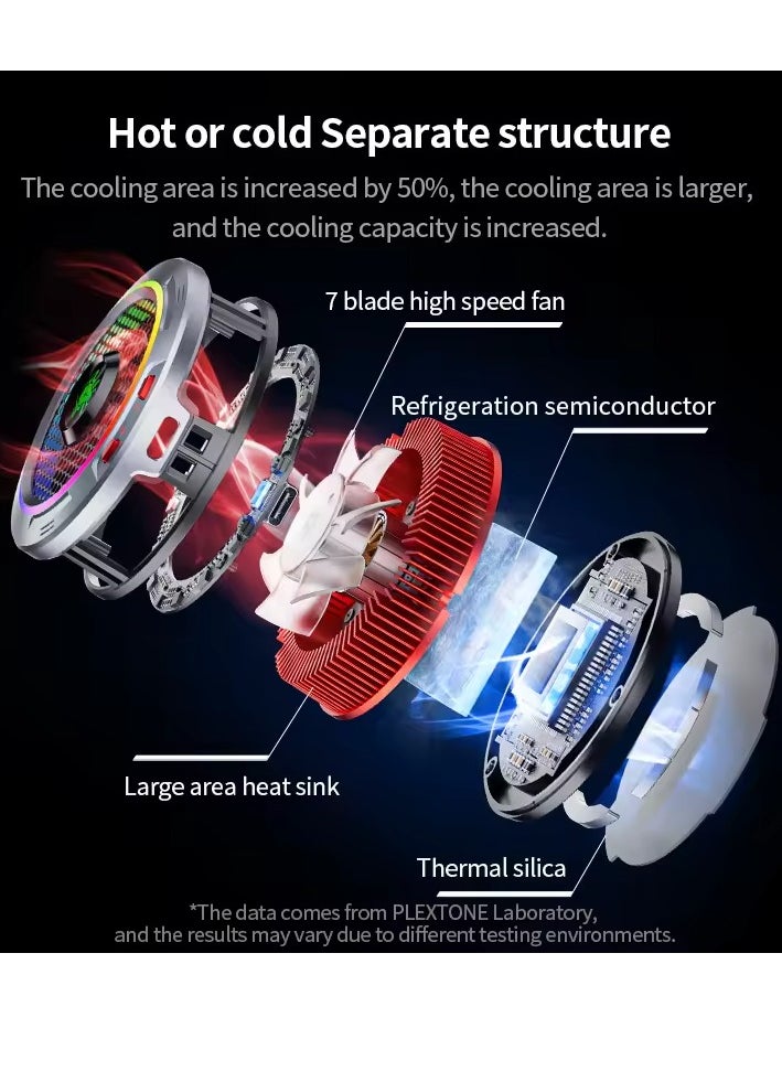 Plextone Plextone EX3 PRO Cooling Fans with RGB Lighting Portable Cooler for Mobile Phones iPad with Semiconductor Phone Cooling for Gaming  - Image 5
