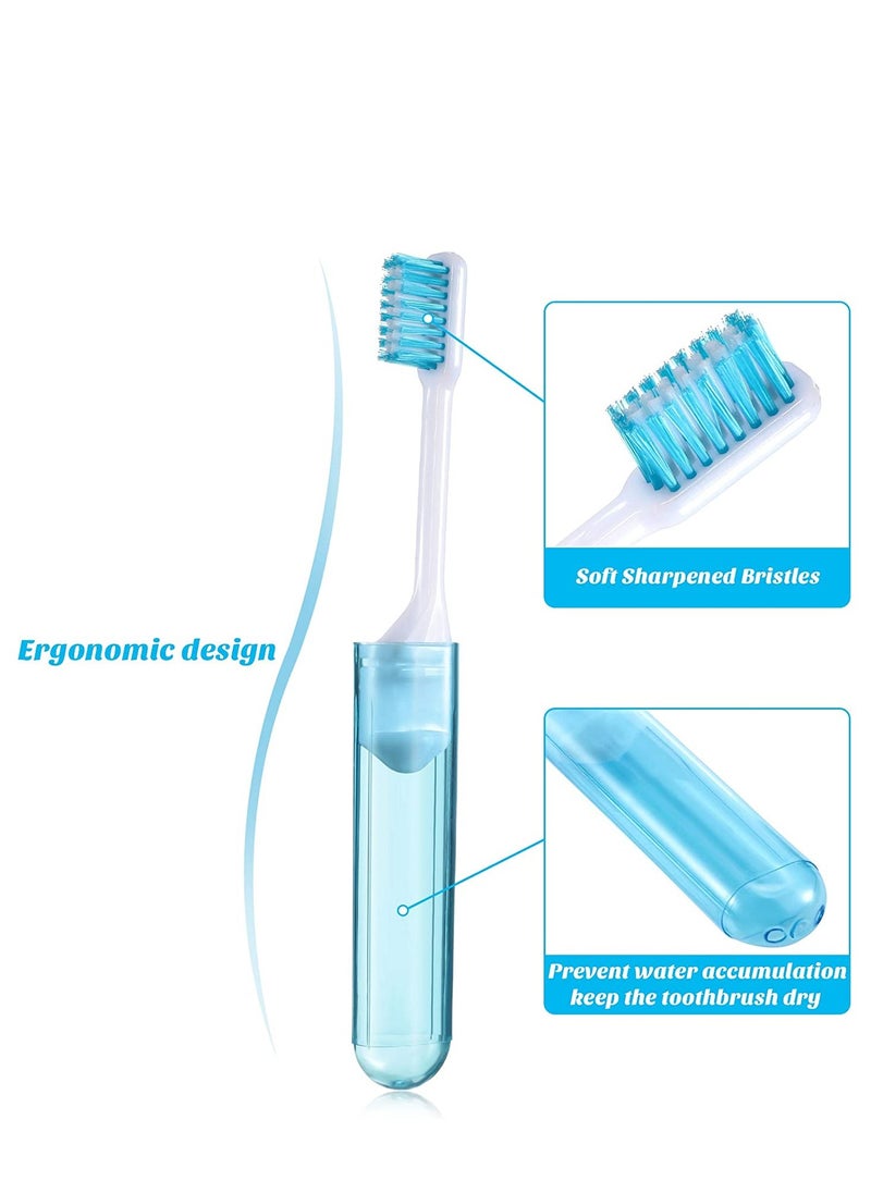Generic - 6 Pieces Travel Toothbrush Mini Travel Toothbrush Kit Folding Toothbrush Comes with a Toothbrush Box for Travel, Camping, School, Home, Business Trip (Gold, Black) - Image 1