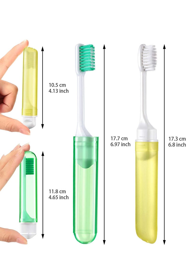 Generic - 6 Pieces Travel Toothbrush Mini Travel Toothbrush Kit Folding Toothbrush Comes with a Toothbrush Box for Travel, Camping, School, Home, Business Trip (Gold, Black) - Image 1