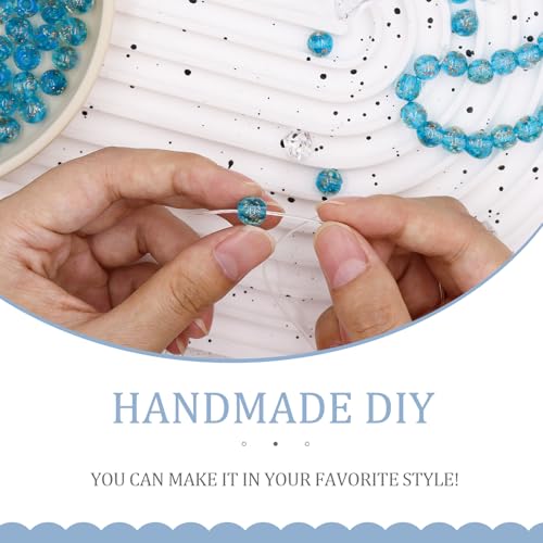 Gaiett 100Pcs Luminous Glass Beads Sky Blue 8mm Round Beads Glow Crystal Loose Beads with Rope for DIY Craft Bracelet Jewelry - Image 5