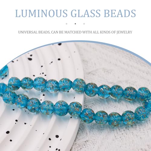 Gaiett 100Pcs Luminous Glass Beads Sky Blue 8mm Round Beads Glow Crystal Loose Beads with Rope for DIY Craft Bracelet Jewelry - Image 4