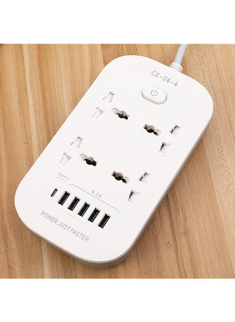 promass Power Strip Surge Protector with USB- Extension Cord Flat Plug with Widely 4 AC Outlet and 5 USB + 1 PD port, Small Desktop Station with 6 ft Power Cord, Compact Socket (4G5U1PD-U6)