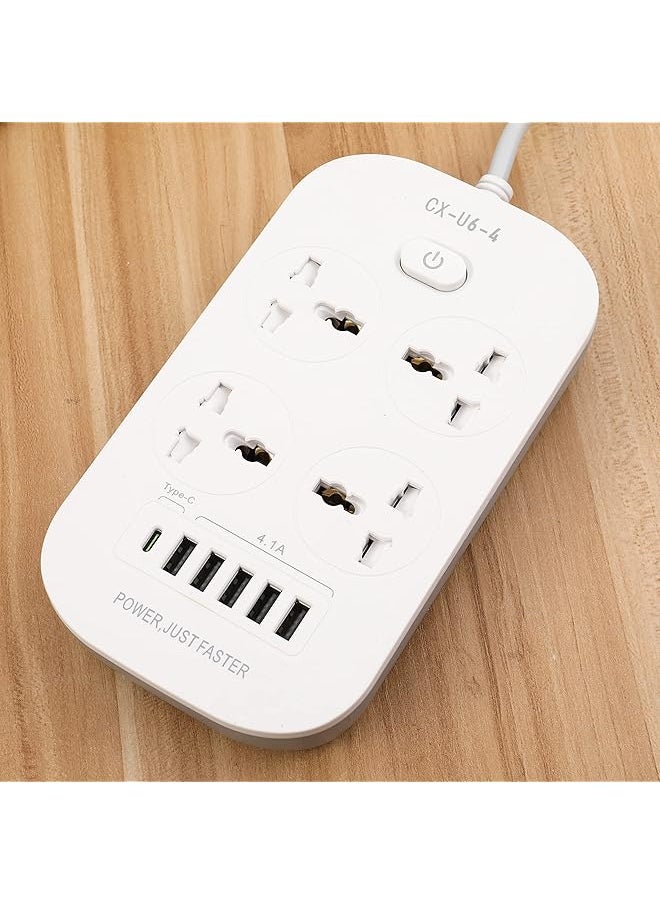 PROMASS promass Power Strip Surge Protector with USB- Extension Cord Flat Plug with Widely 4 AC Outlet and 5 USB + 1 PD port, Small Desktop Station with 6 ft Power Cord, Compact Socket (4G5U1PD-U6)  - Image 1