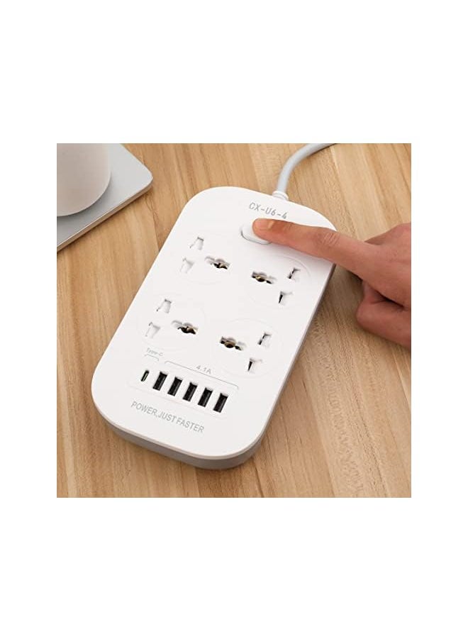 PROMASS promass Power Strip Surge Protector with USB- Extension Cord Flat Plug with Widely 4 AC Outlet and 5 USB + 1 PD port, Small Desktop Station with 6 ft Power Cord, Compact Socket (4G5U1PD-U6)  - Image 4