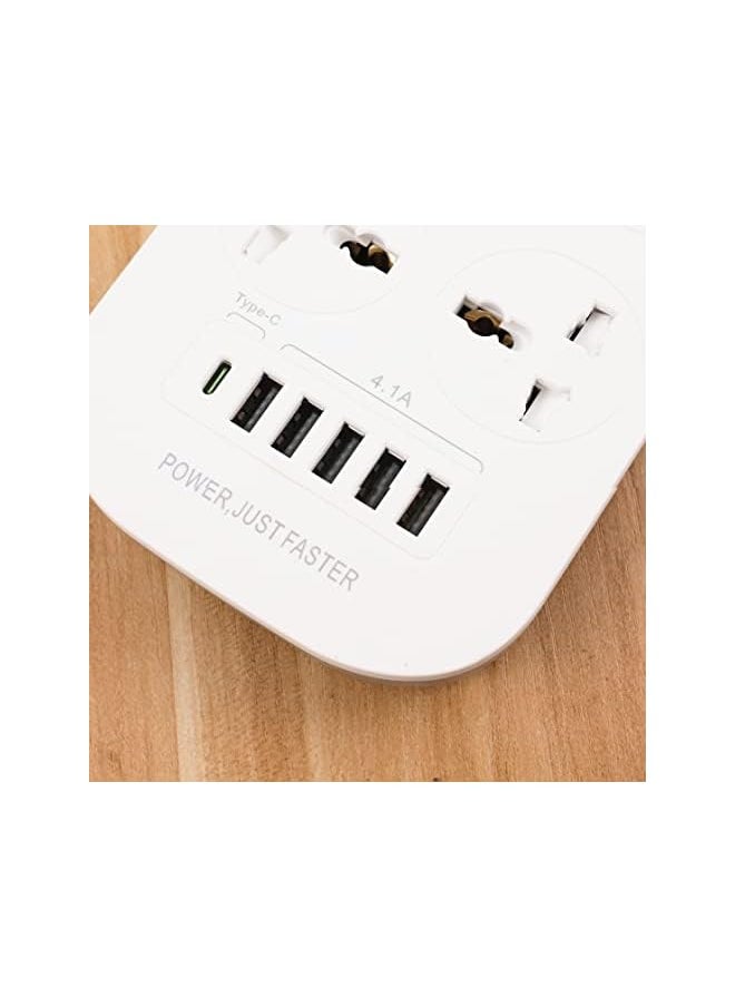 PROMASS promass Power Strip Surge Protector with USB- Extension Cord Flat Plug with Widely 4 AC Outlet and 5 USB + 1 PD port, Small Desktop Station with 6 ft Power Cord, Compact Socket (4G5U1PD-U6)  - Image 3