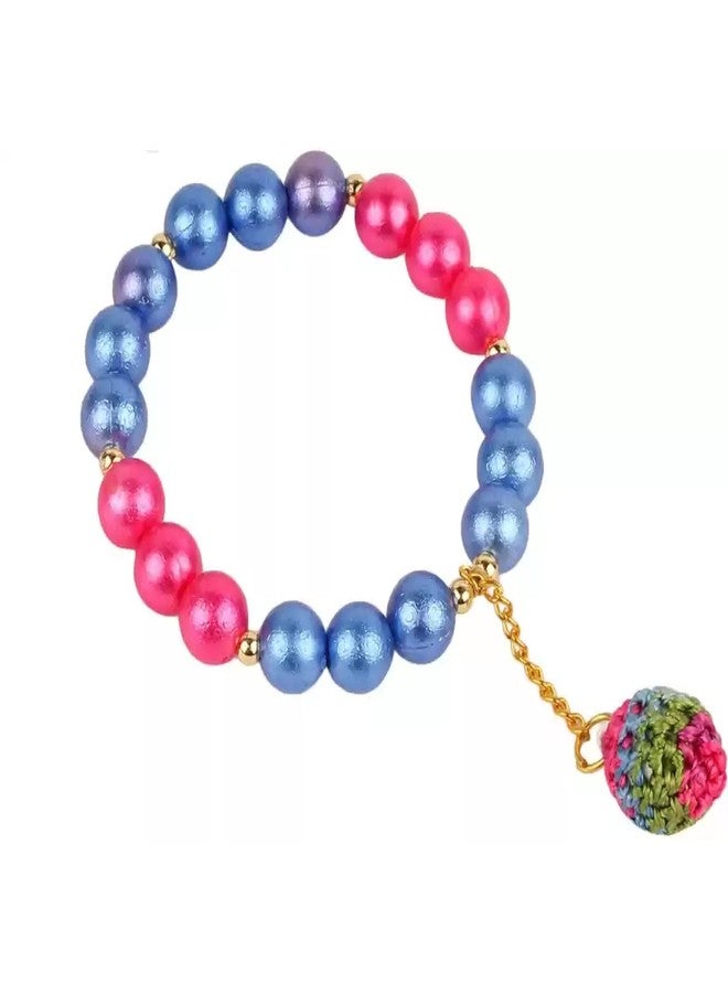 Coco Candy Kids Fashion Jwellery Blue And Hotpink Crochet Charm Bracelet - Age [ 1 Yr - 12 Yrs ]