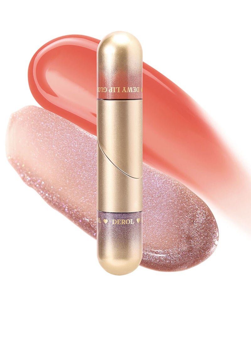 DEROL Lip Gloss Plumper Hyaluronic Acid High Shine Super Shine Non-Sticky Color Lips Stain Oil Liquid Lipstick Glaze Glitter Lifter Long Lasting Waterproof Moisturizing for Women Girls  - Image 1
