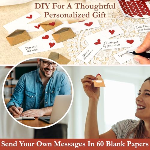 STOFINITY 60 Blank Note Cards And Envelopes - Mini Envelopes With Blank Cards, Tiny Valentines Day Card, Little Love Notes For Him, Her, Wife, Husband - Cute Birthday, Christmas Gifts For Girlfriend Boyfriend - Image 4