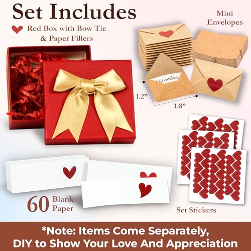 STOFINITY 60 Blank Note Cards And Envelopes - Mini Envelopes With Blank Cards, Tiny Valentines Day Card, Little Love Notes For Him, Her, Wife, Husband - Cute Birthday, Christmas Gifts For Girlfriend Boyfriend - Image 2