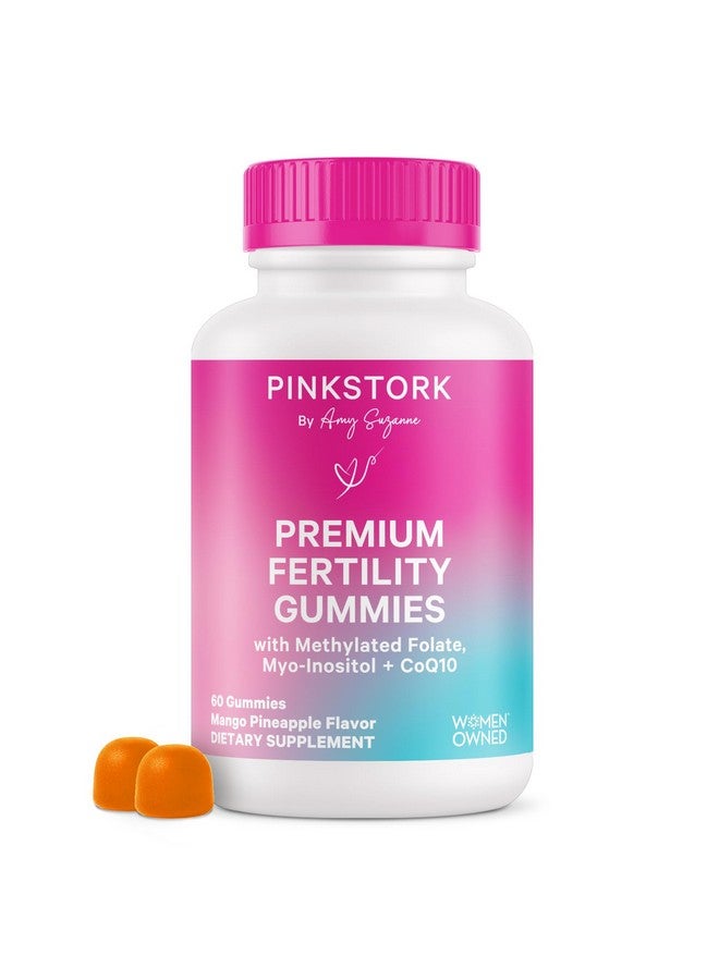 Pink Stork Premium Fertility Gummies for Women - Prenatal Conception Supplements for Her with Inositol, CoQ10, Folate and Vitamins to Support Hormone Balance, Ovulation + Menstrual Cycle, 60 Gummies - Image 1