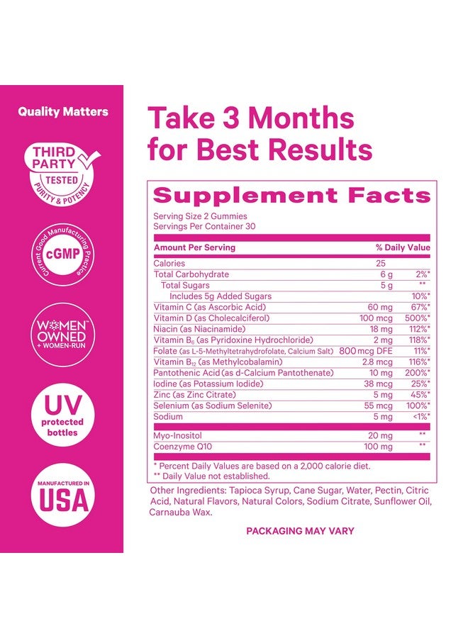Pink Stork Premium Fertility Gummies for Women - Prenatal Conception Supplements for Her with Inositol, CoQ10, Folate and Vitamins to Support Hormone Balance, Ovulation + Menstrual Cycle, 60 Gummies - Image 4