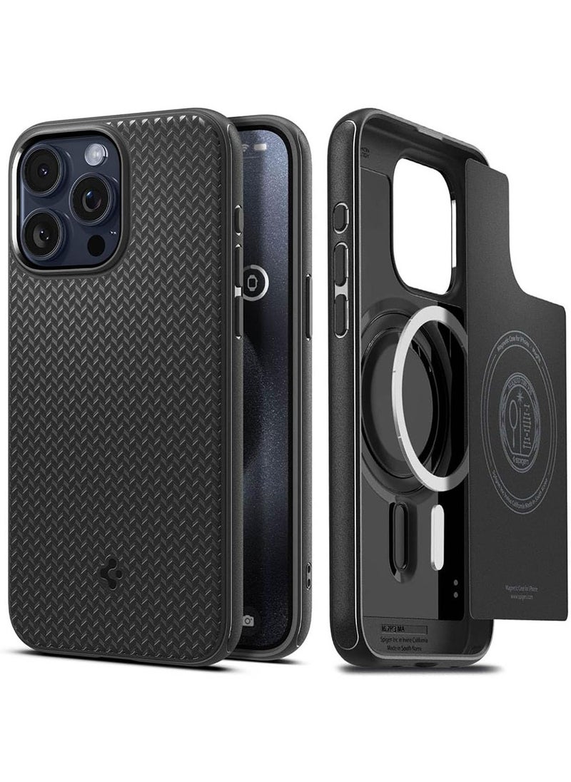 Spigen Mag Armor MagFit for iPhone 15 Pro Case Cover with MagSafe - Matte Black  - Image 1