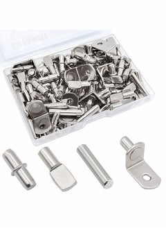 Y&D Shelf Pins Kit,4 Styles Nickel Plated Support Pegs, Bookshelf Pegs for Shelves, Cabinet Bracket Holders Kitchen Furniture & Closet 104Pcs (5mm 1/4inch)  - Image 1