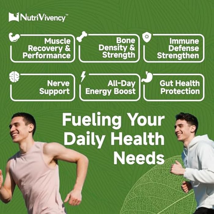 NutriVivency Magnesium Carbonate Capsules 500mg, Magnesium Carbonate Supplement with Calcium, Inositol, Vitamin B2, B6, D3, K2, Zinc for Bone Health, Muscle & Digestive Support, Vegan, Non-GMO, 90 Capsules - Image 3