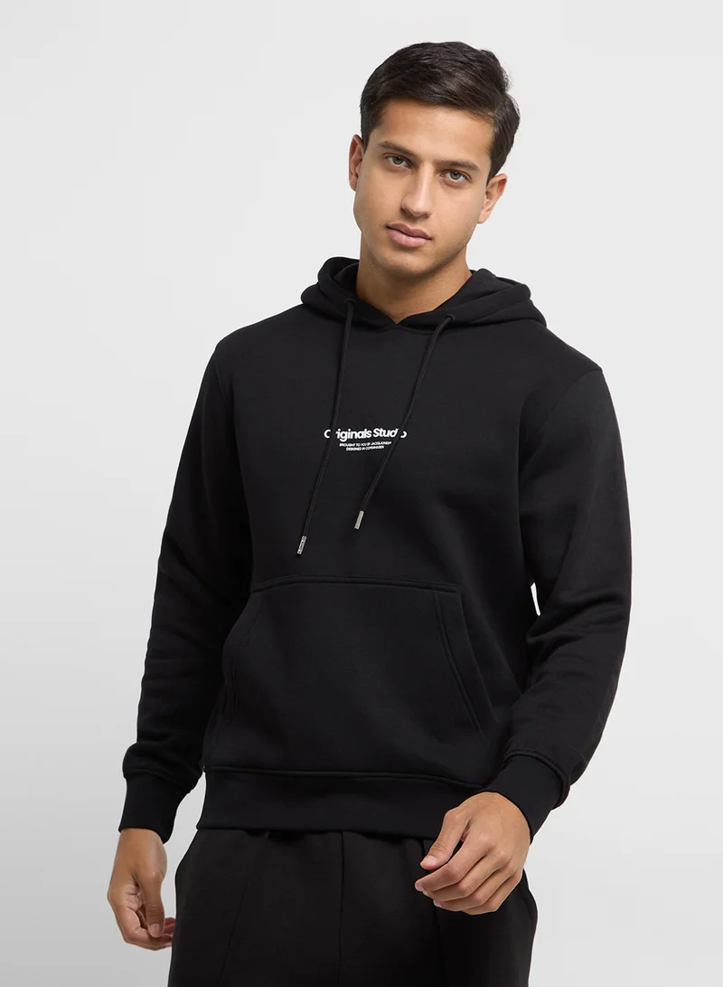 JACK & JONES Jorvesterbro Logo Print  Drawstring Hoodie